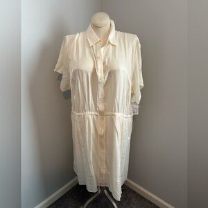 NWT Nine West Cream Button-Up Shirt Dress